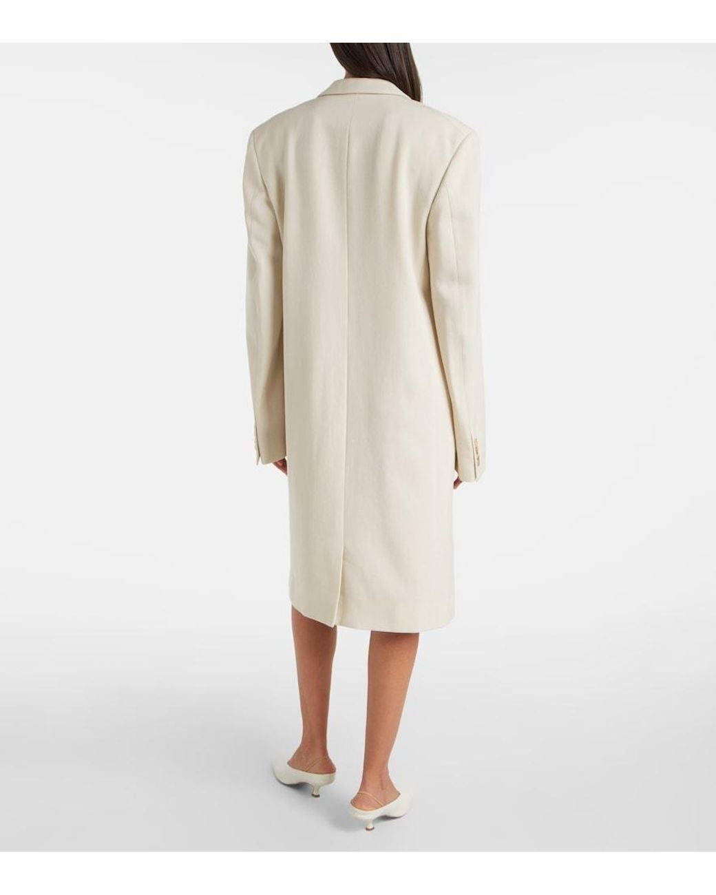Calvin Klein Natural Evelyn Double-Breasted Wool Coat