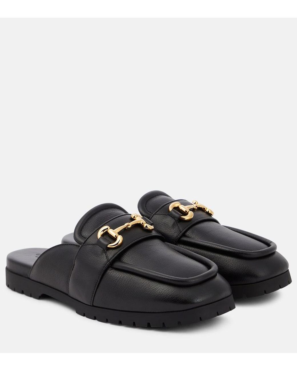 HORSEBIT MULE IN BLACK SUEDE AND LAMB WOOL LINING
