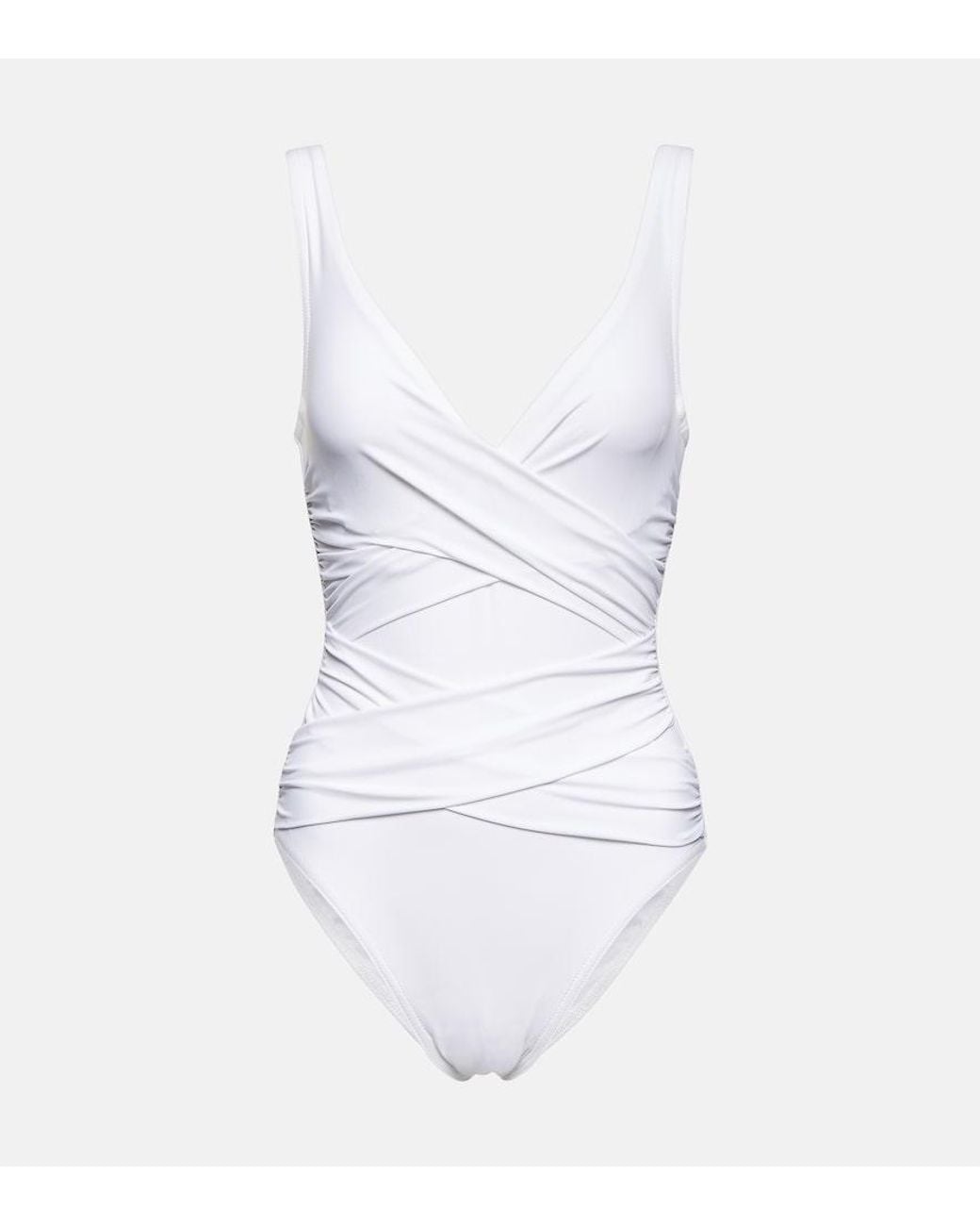 Karla Colletto White Smart Ruched Swimsuit