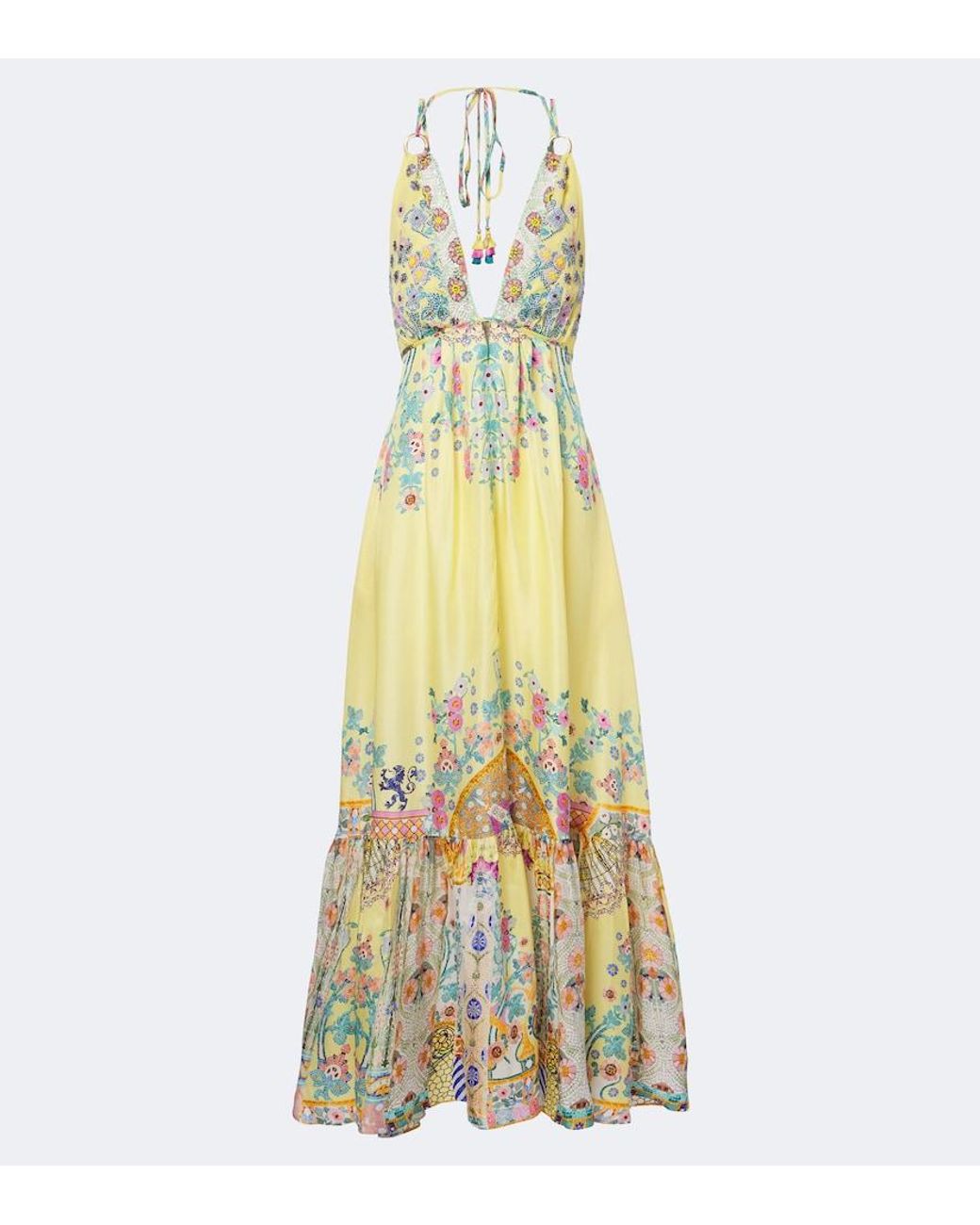 Camilla Metallic Sequined Floral Silk Maxi Dress