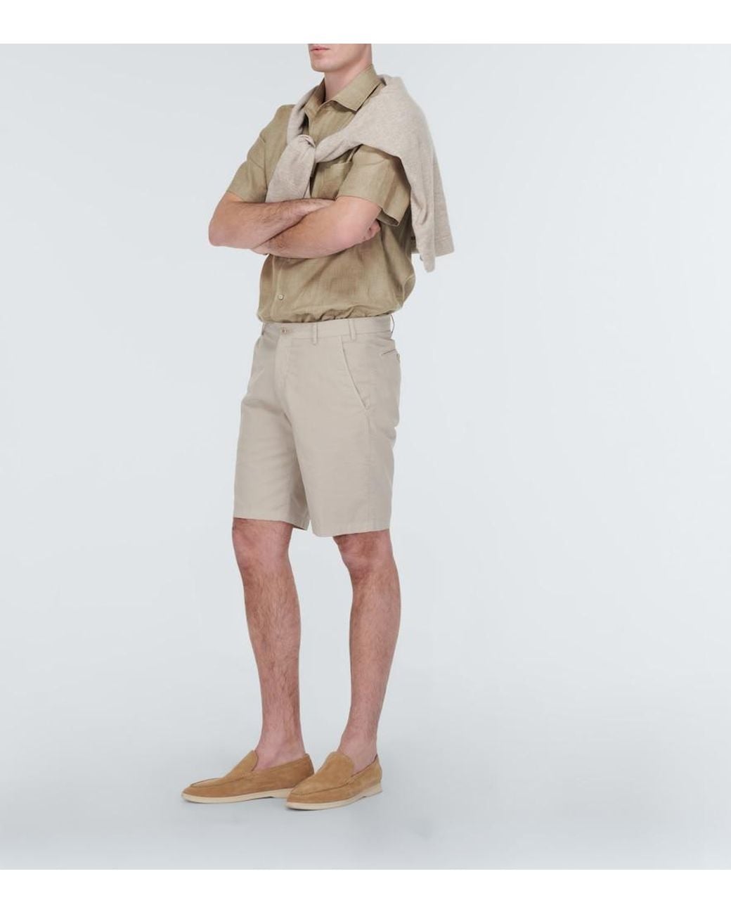 Loro Piana Natural Andre Linen Bowling Shirt for men