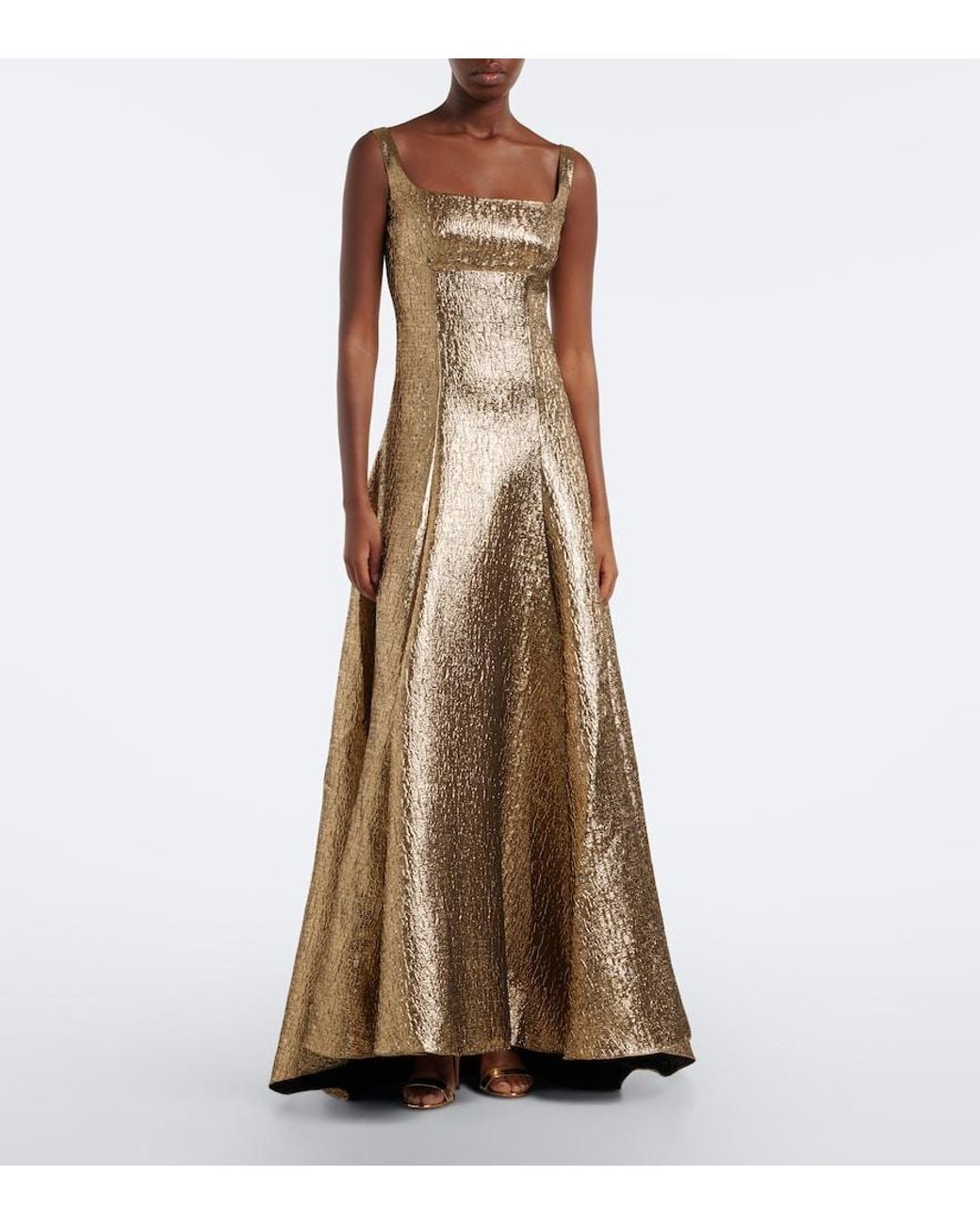 Roland Mouret Natural Lame Jacquard Gown