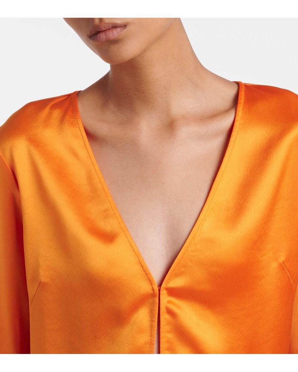 Leset Orange Barb Satin Top