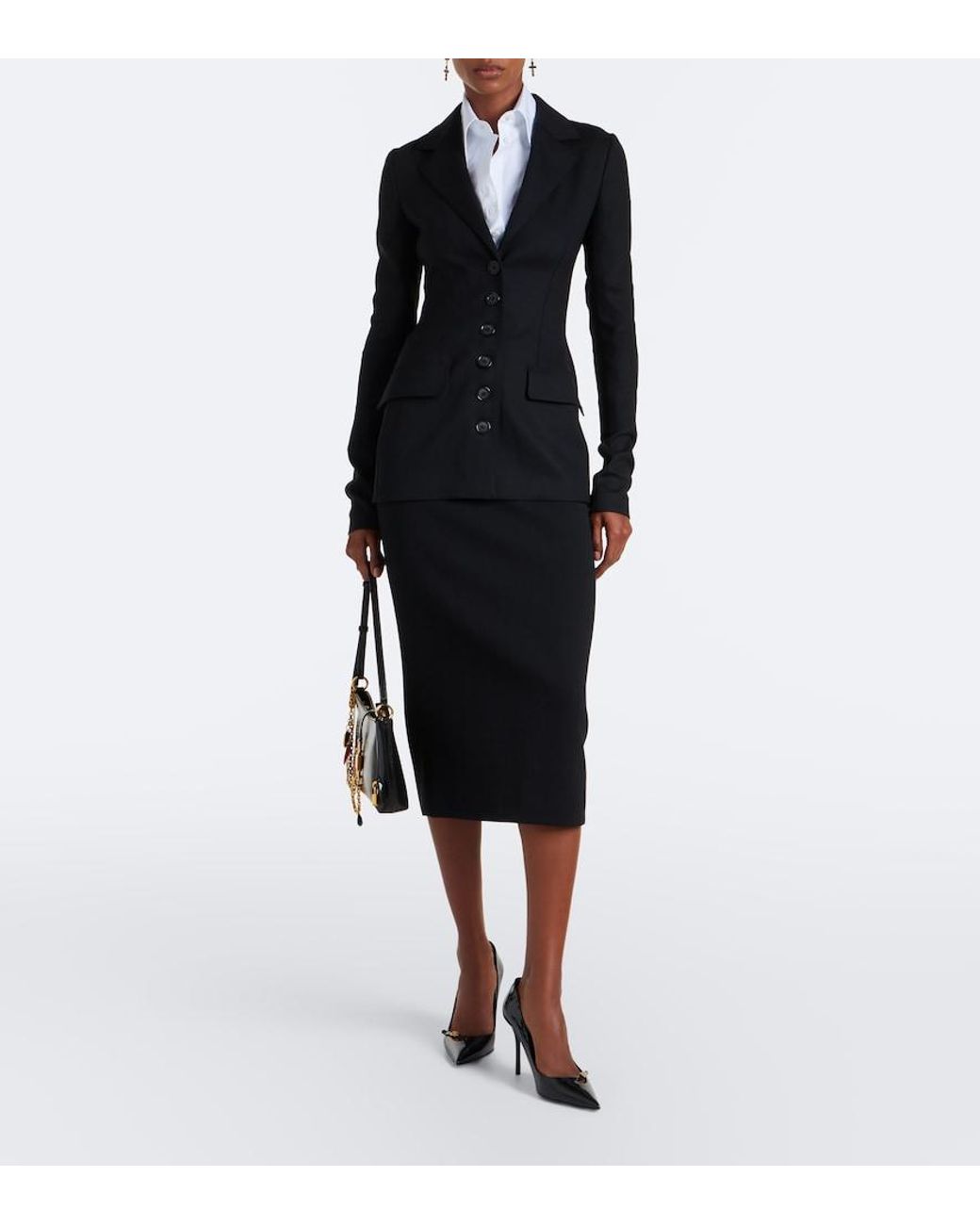 Dolce & Gabbana Black Wool-Blend Pencil Skirt
