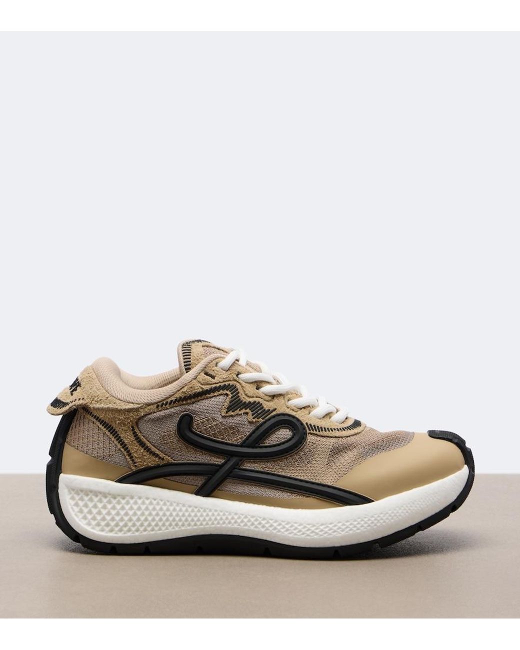 Loewe White Pogo Mesh-Trimmed Sneakers