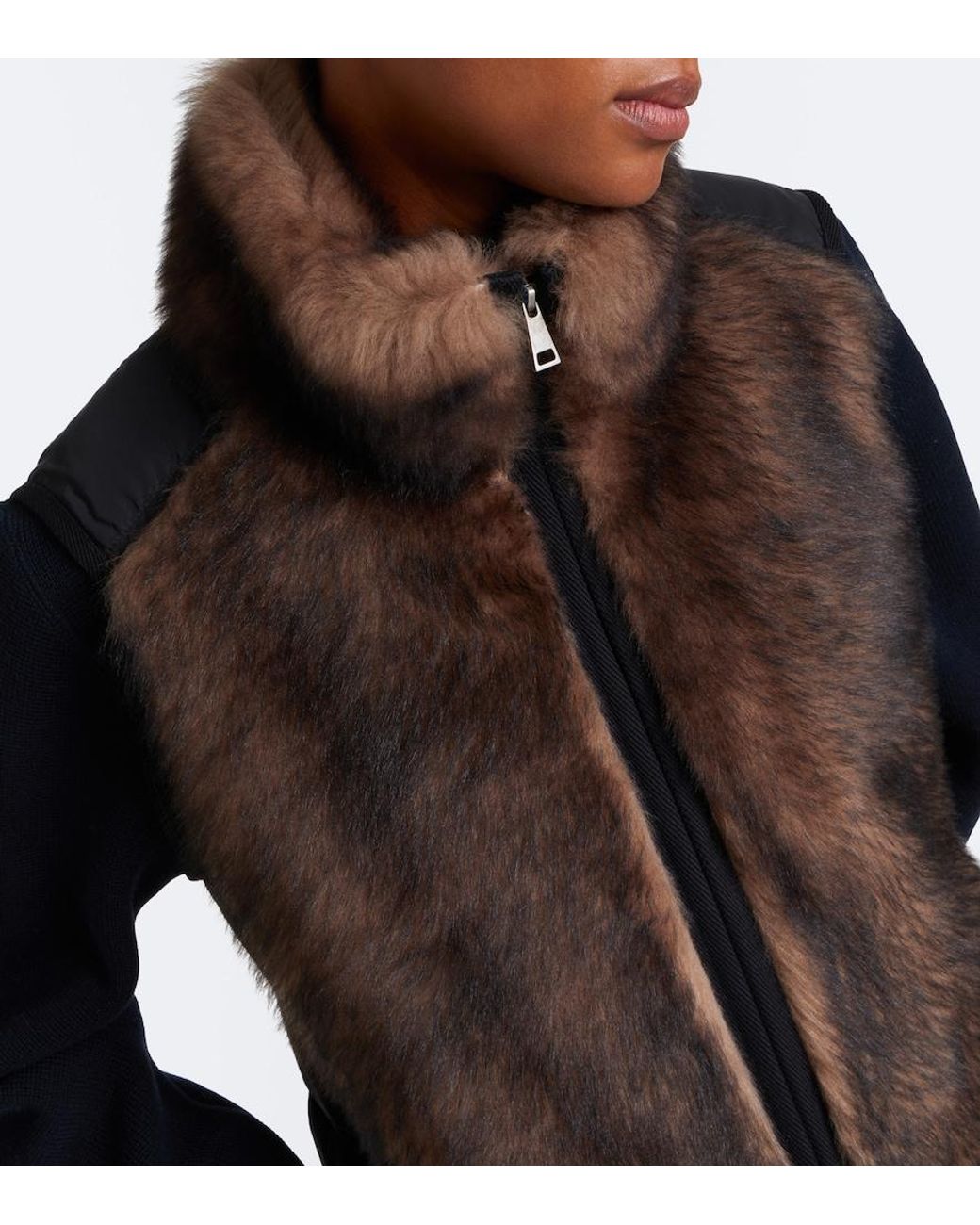 Moncler Brown Tadorne Shearling-Trimmed Down Vest
