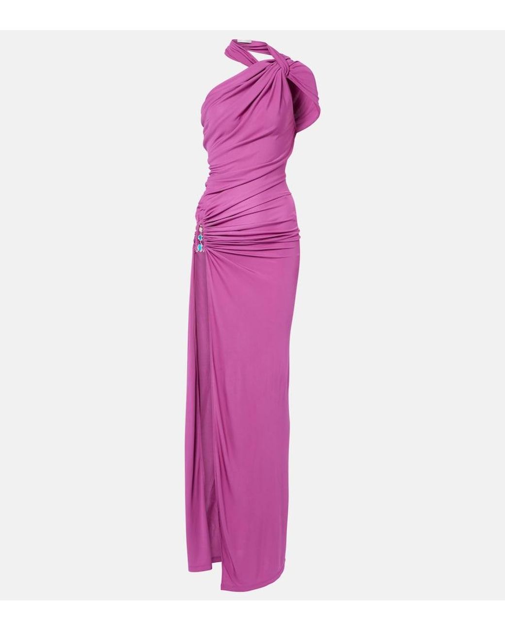 Christopher Esber Pink Embellished Halterneck Jersey Gown