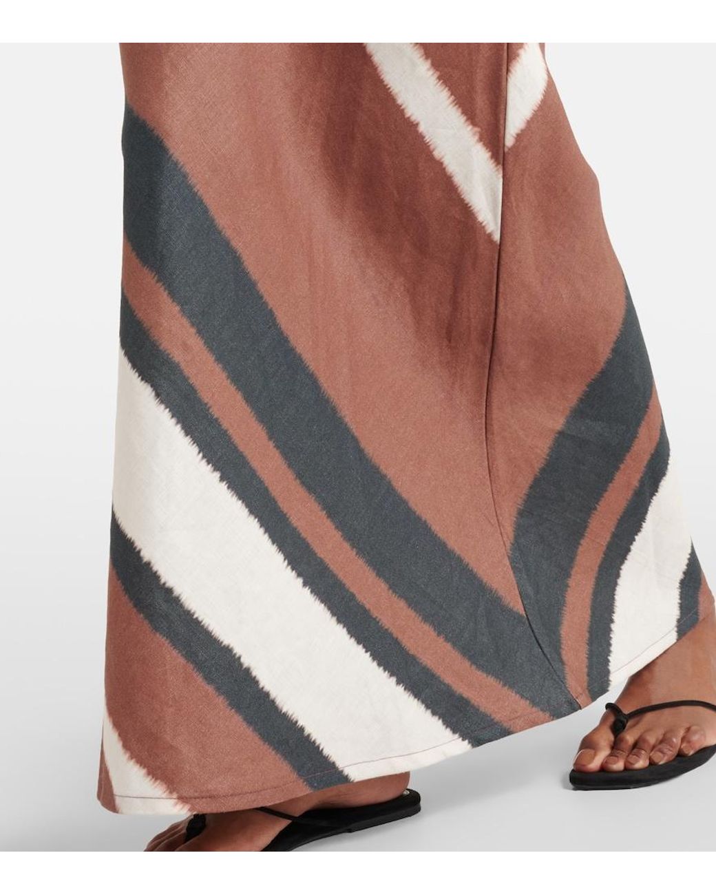 Faithfull The Brand Brown Dalicenca Striped Linen Maxi Skirt