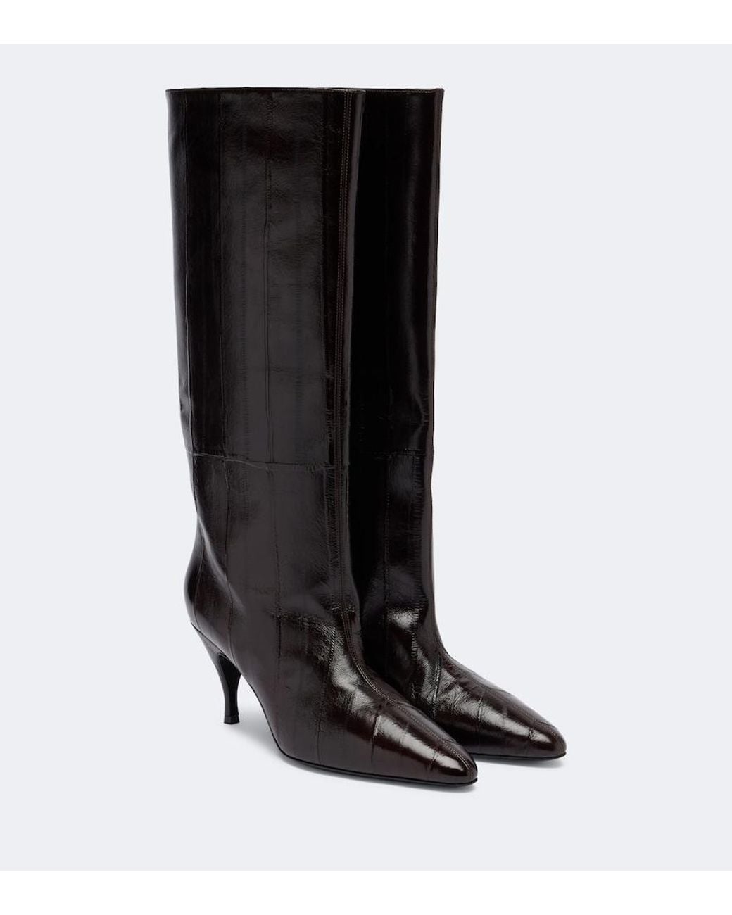 Herbert Levine Black Silhouette Leather Knee-High Boots