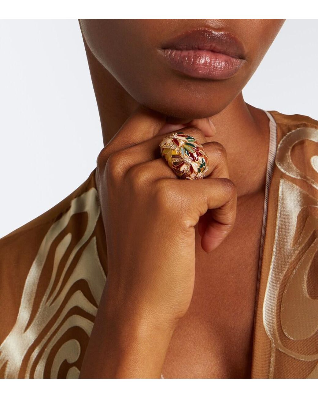 Zimmermann White Botanica Embellished 16Kt-Plated Ring