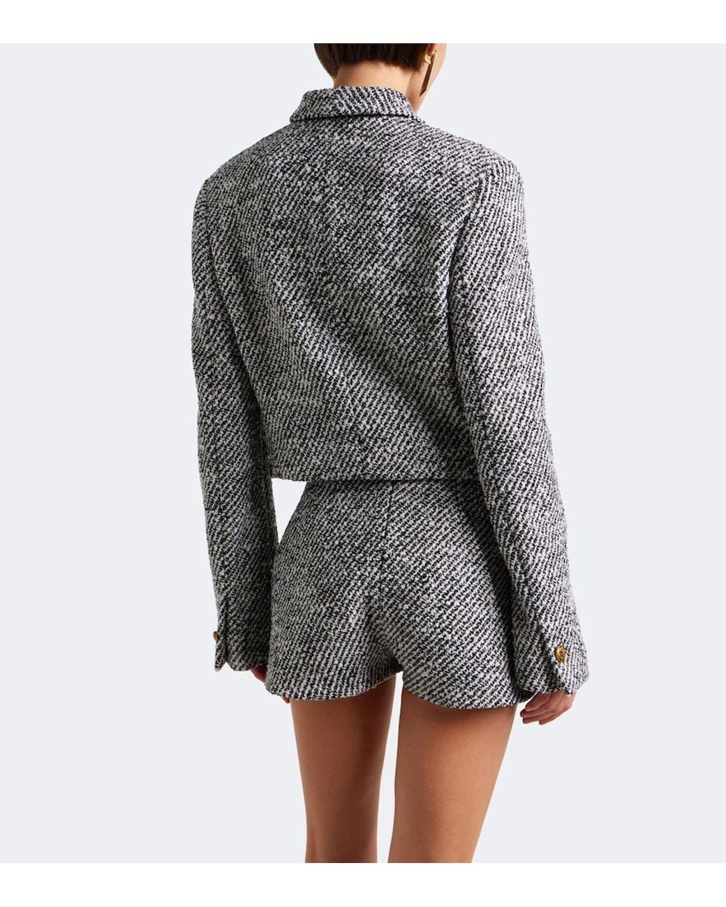 Versace Gray Wool-Blend Boucle Jacket