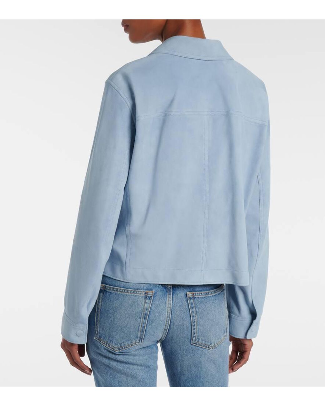 Tom Ford Blue Cropped Suede Blouson Jacket