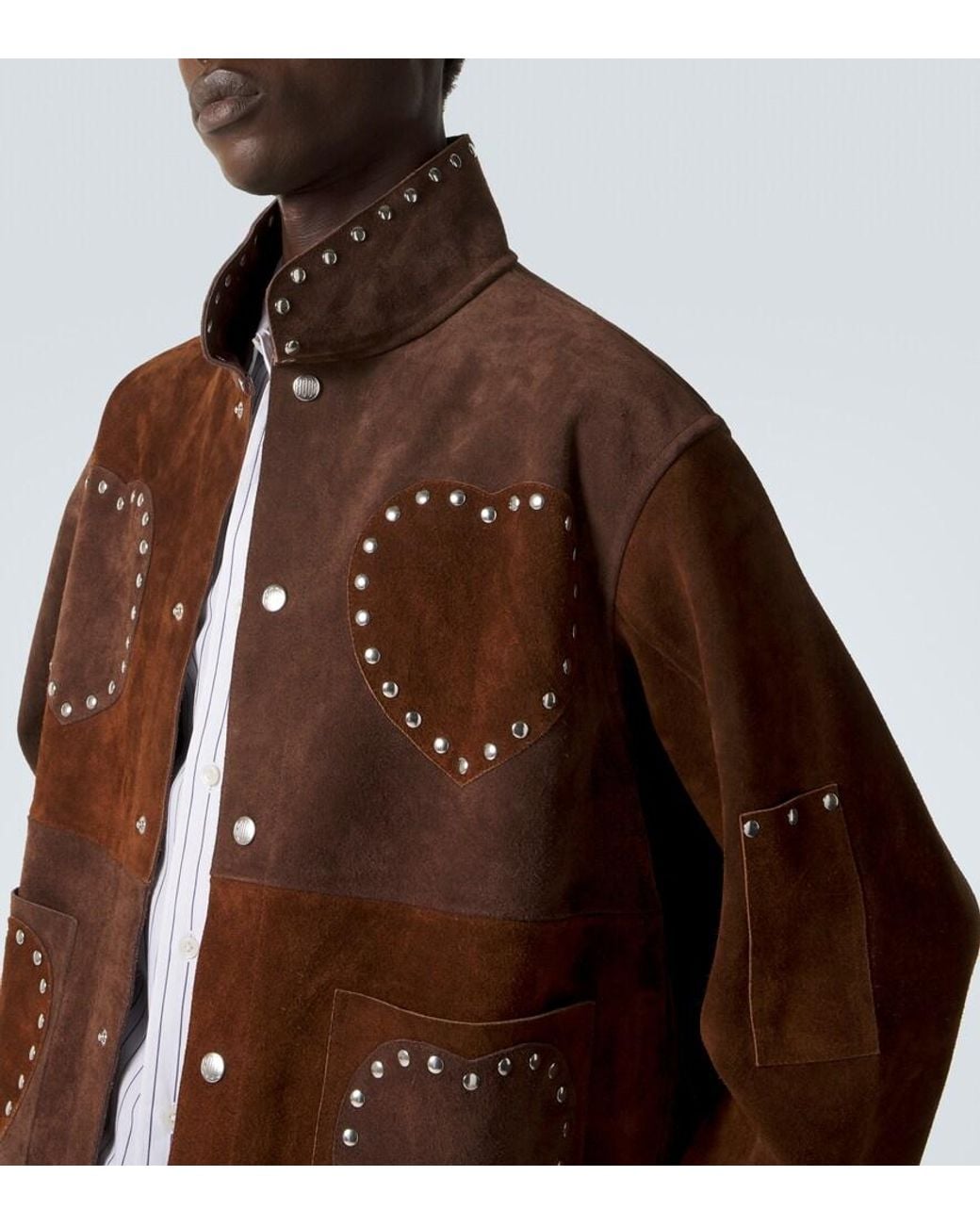 Bode Brown Studded Suede Jacket for men
