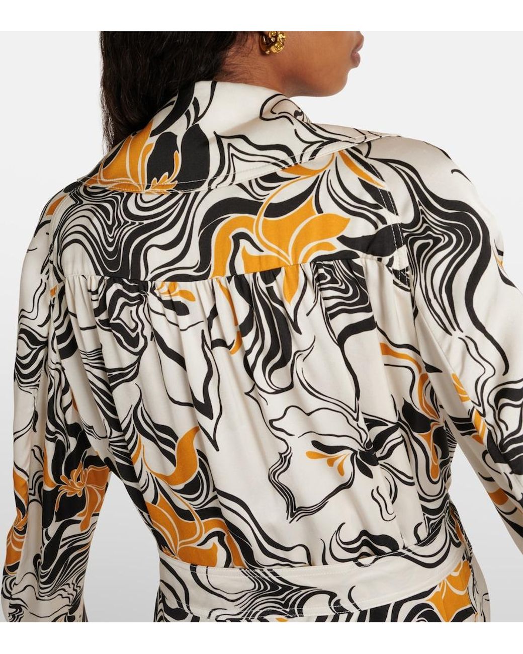 Dries Van Noten Metallic Abstract-Pattern Satin Coat
