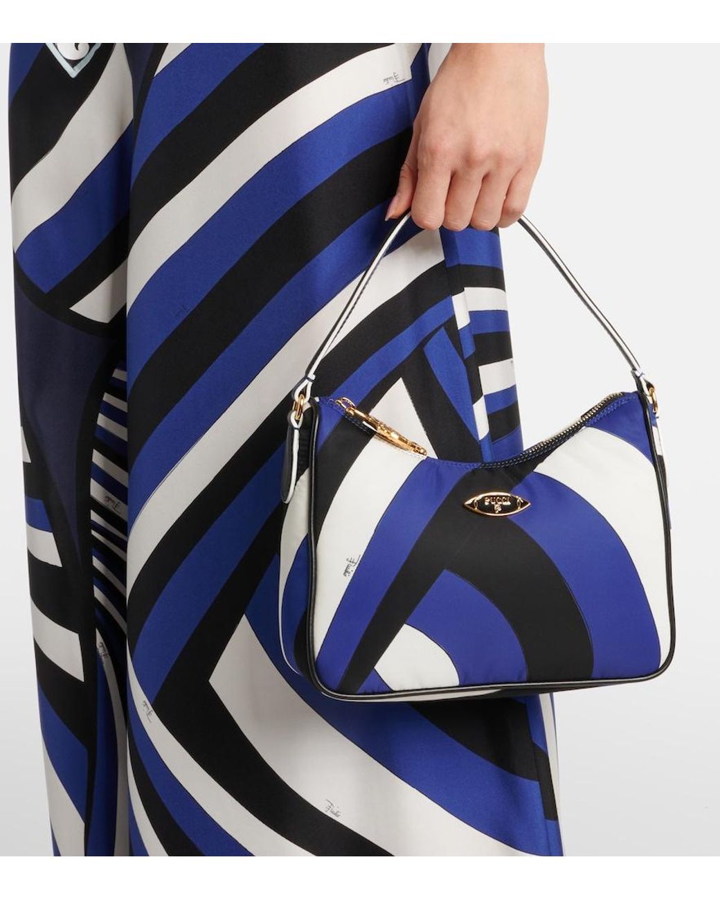 Emilio Pucci Blue Yummy Iride Canvas Shoulder Bag
