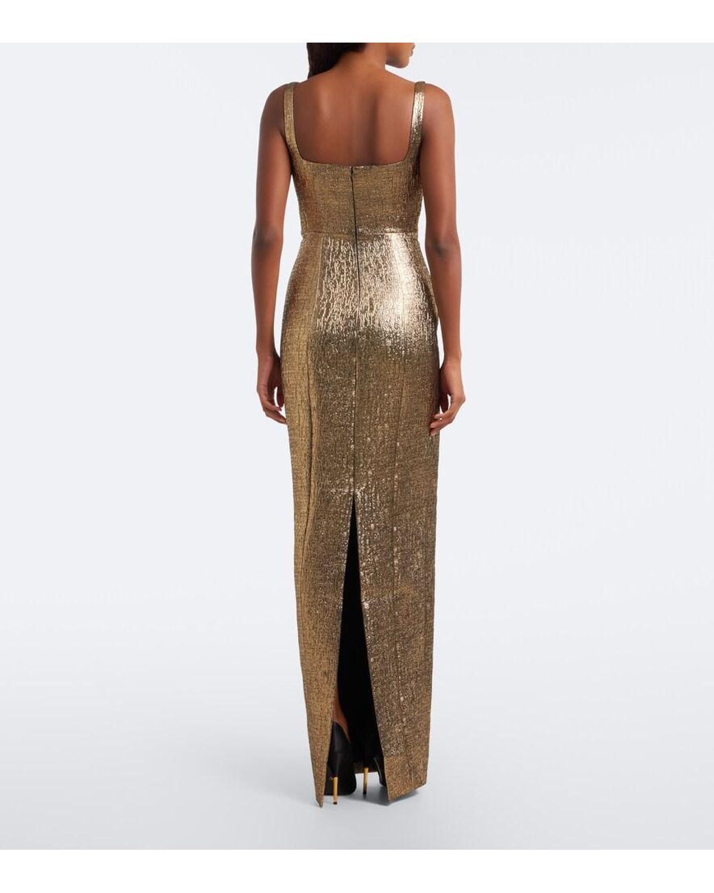 Roland Mouret Natural Lame Jacquard Gown
