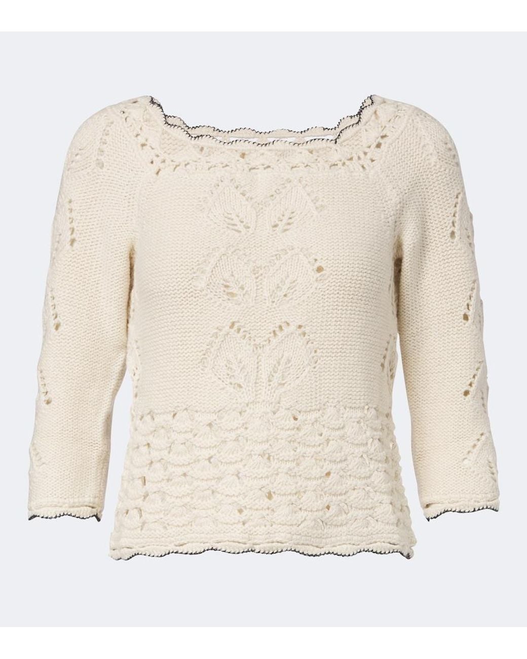 Isabel Marant Natural Lua Pointelle Cotton And Wool Sweater