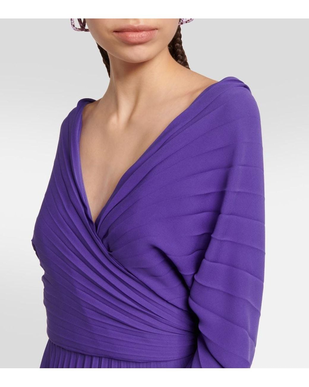 Valentino Purple Pleated Silk Gown
