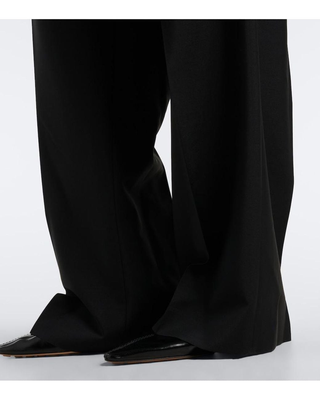 Rohe Black Wool And Mohair Paneled Wide-Leg Pants