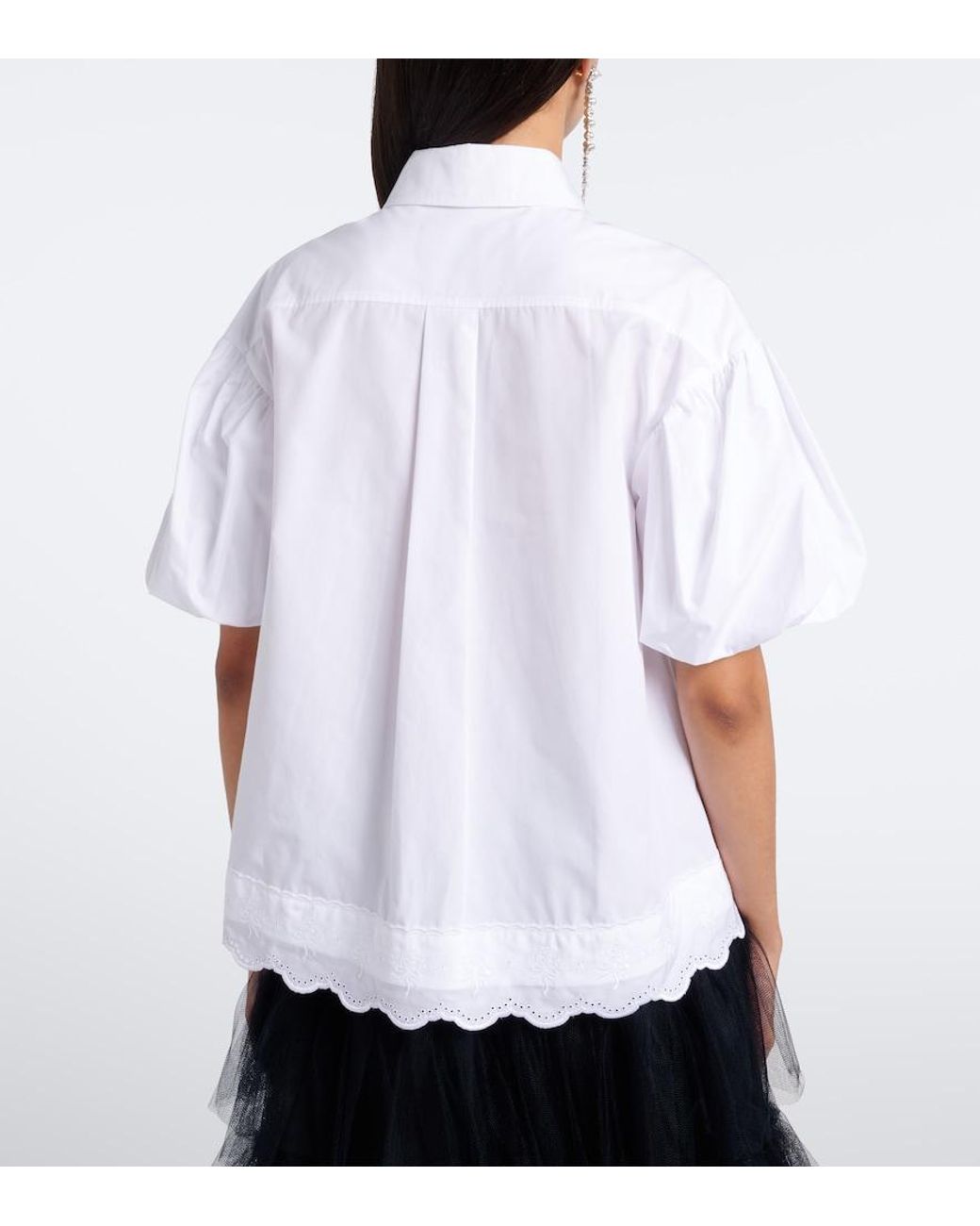 Simone Rocha White Embellished Cotton Poplin Shirt