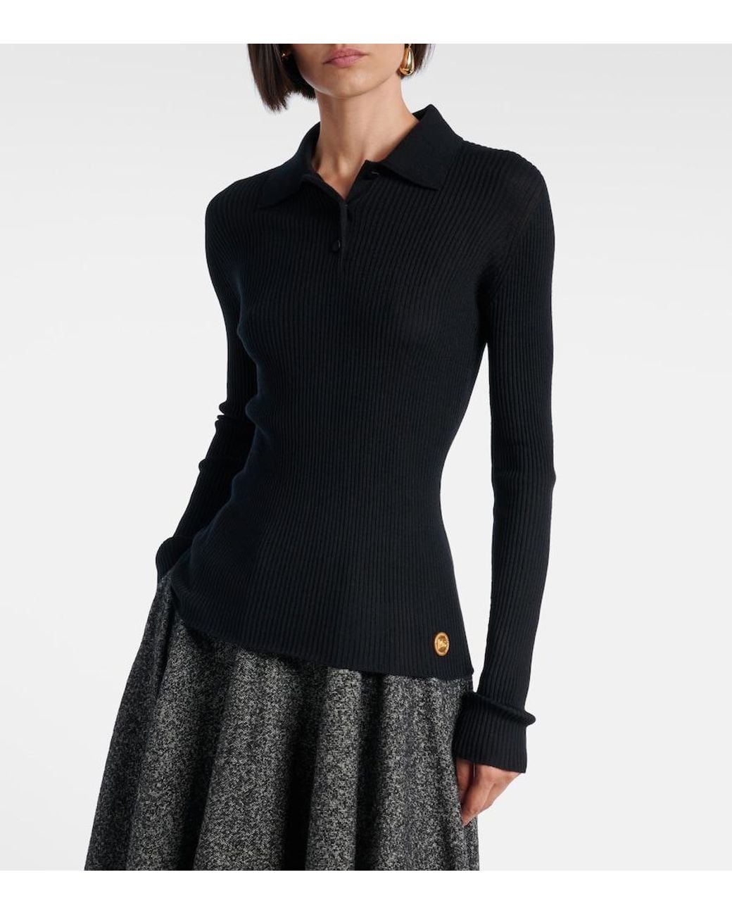 Dolce & Gabbana Black Cashmere Polo Sweater