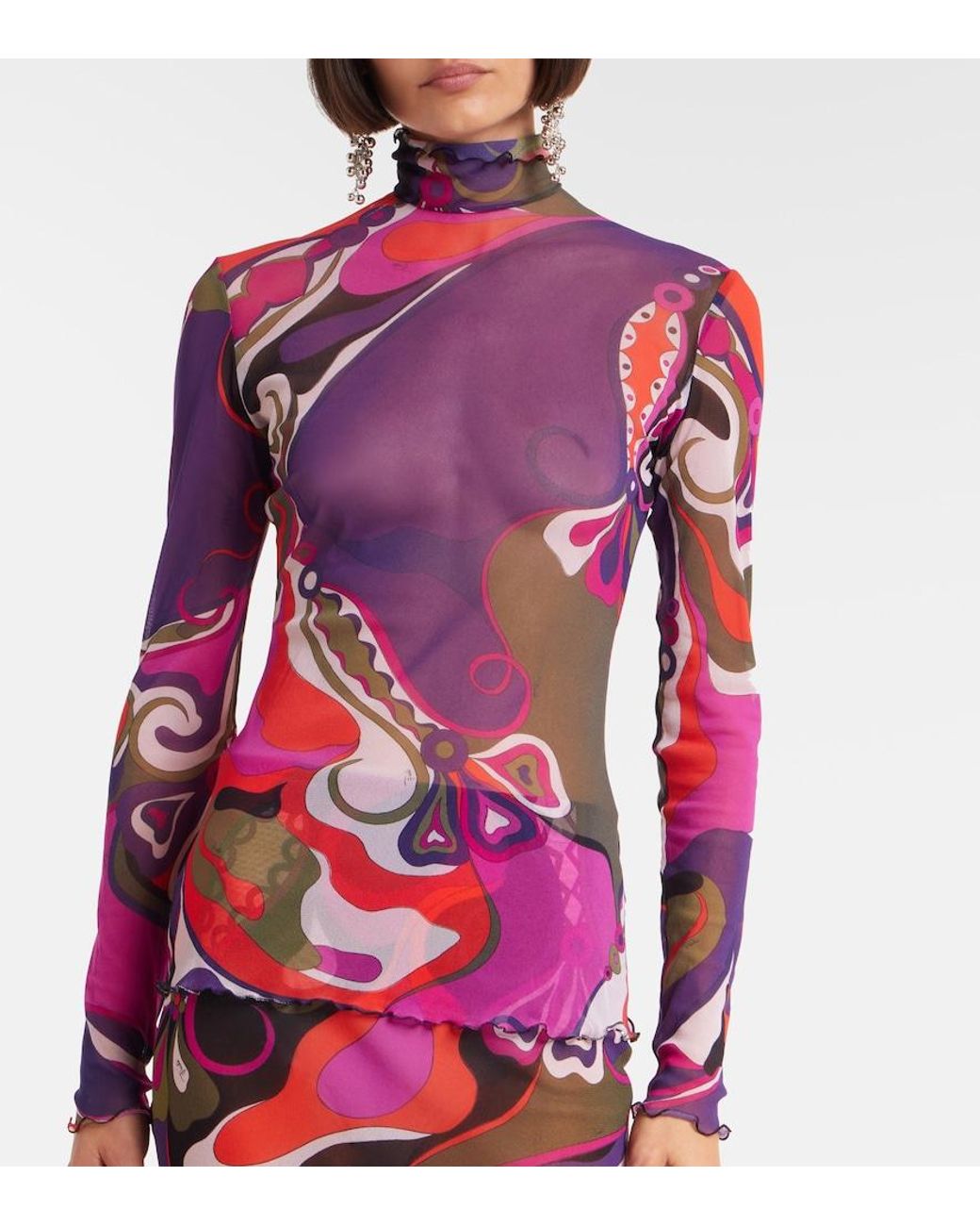 Emilio Pucci Purple Orchidee Tulle Top