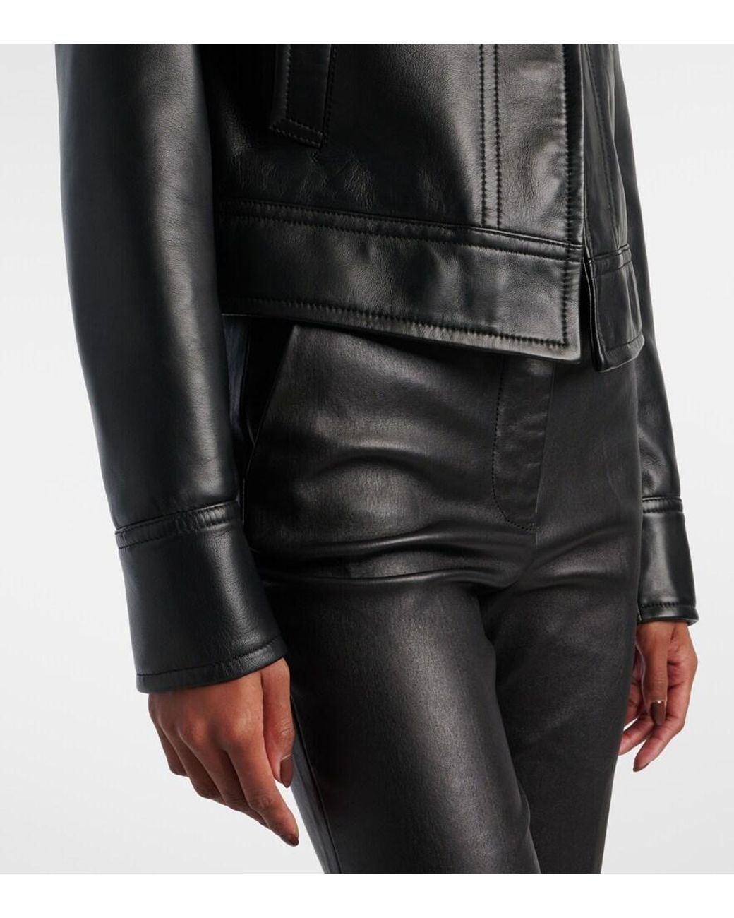 Joseph Black Caron Cropped Leather Jacket