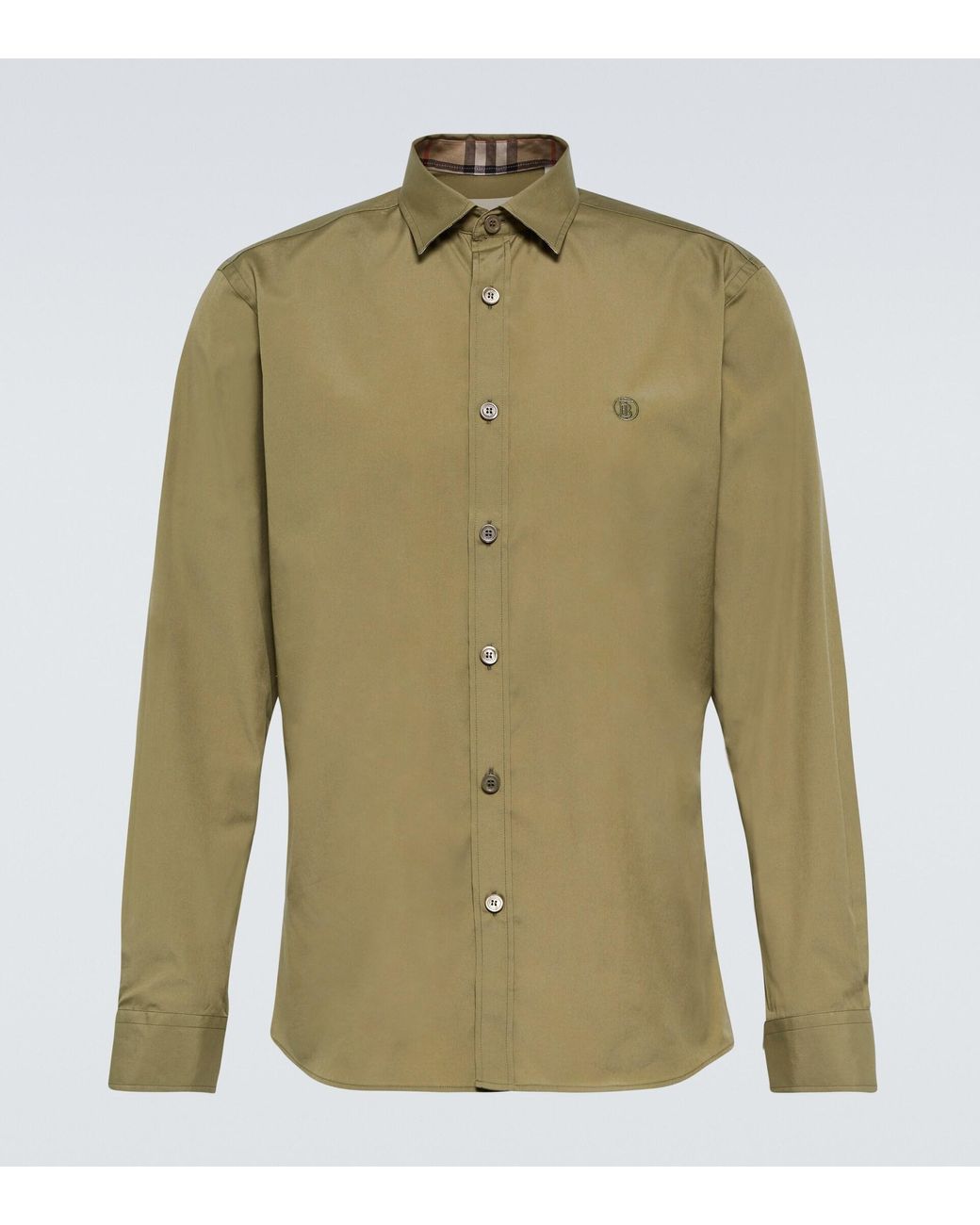 Burberry Cotton-blend Shirt in Green for Men | Lyst