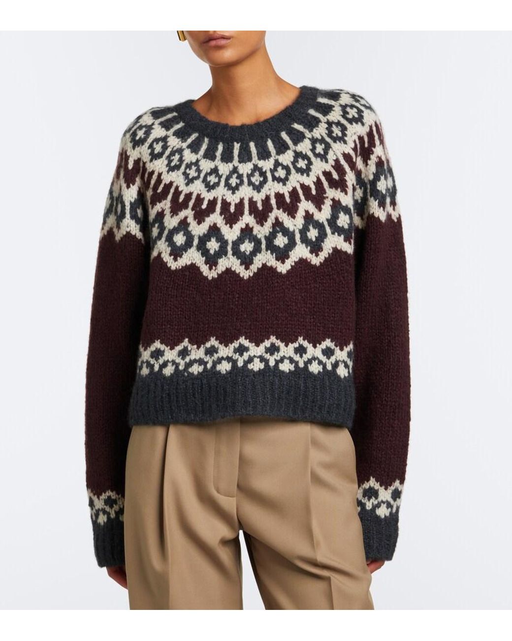 Nili Lotan Black Isaline Fair Isle Cashmere And Silk Sweater