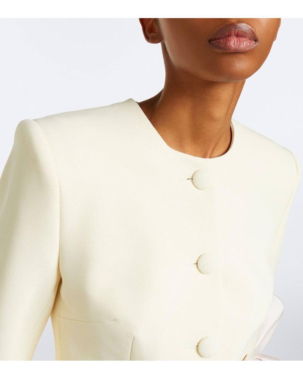Safiyaa Natural Omona Duchesse-Trimmed Crepe Blazer