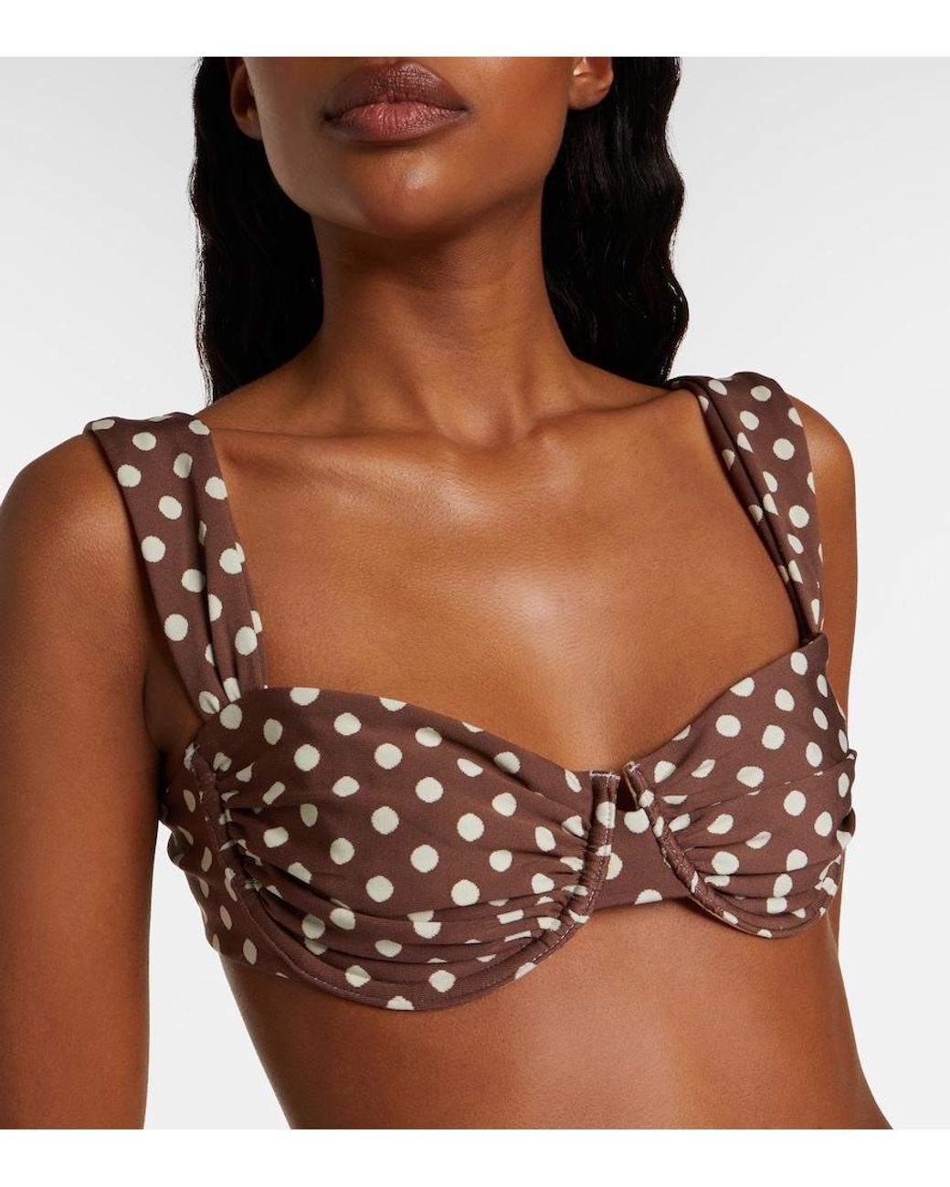 Montce Brown Bella Polka-Dot Bikini Top