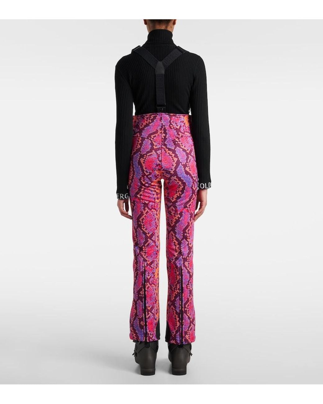 Goldbergh Red Elena Snake-Effect Ski Salopettes