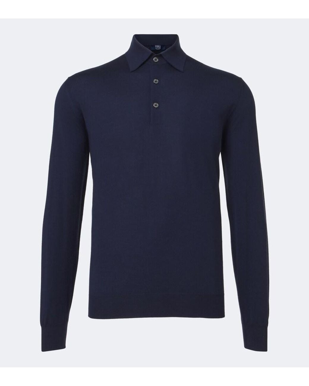 Fedeli Blue Wool Polo Sweater for men