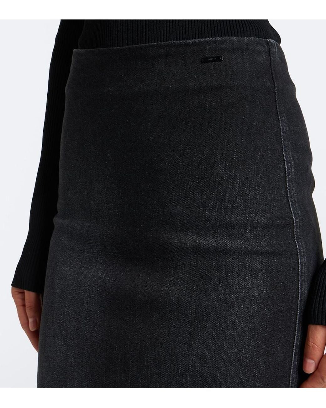 Gucci Black Denim Midi Skirt