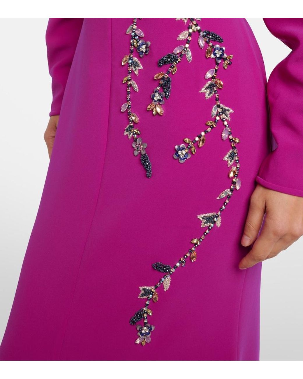 Costarellos Purple Marla Crystal-Embellished Crepe Gown