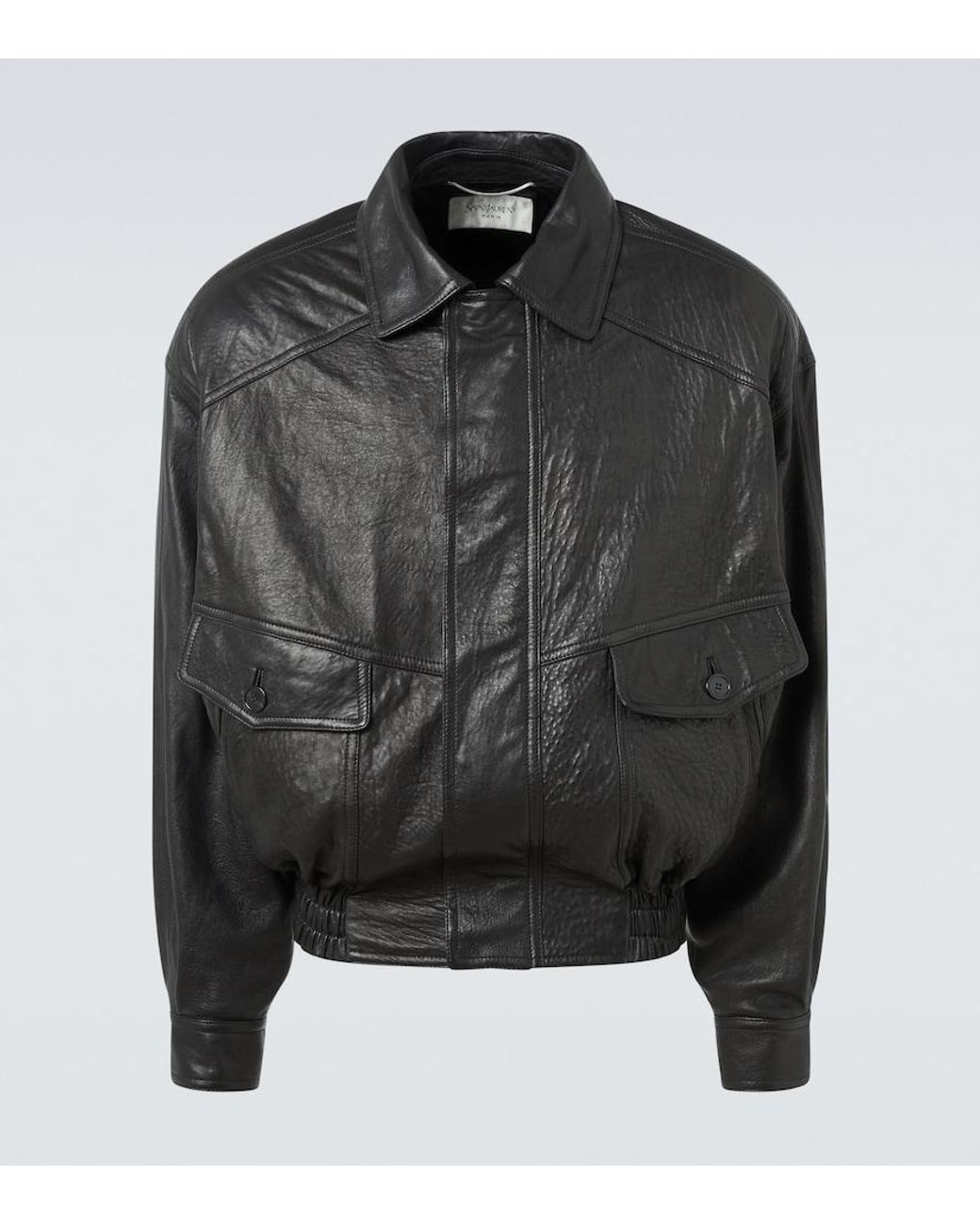 Saint Laurent Black Leather Bomber Jacket for men