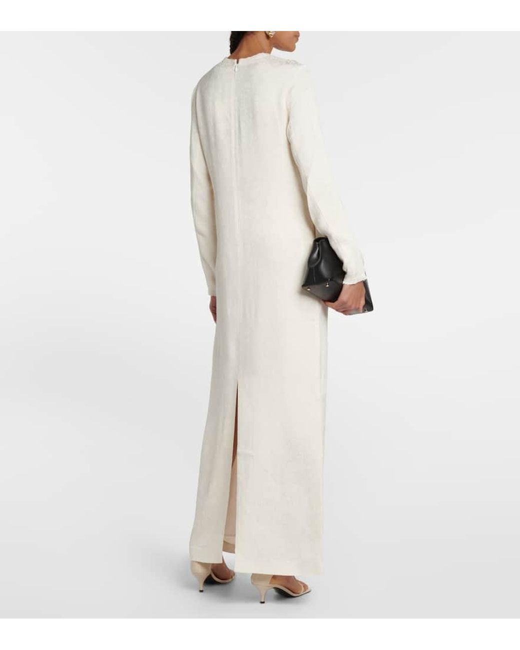 TOTEME Floral Jacquard Maxi Dress in White | Lyst