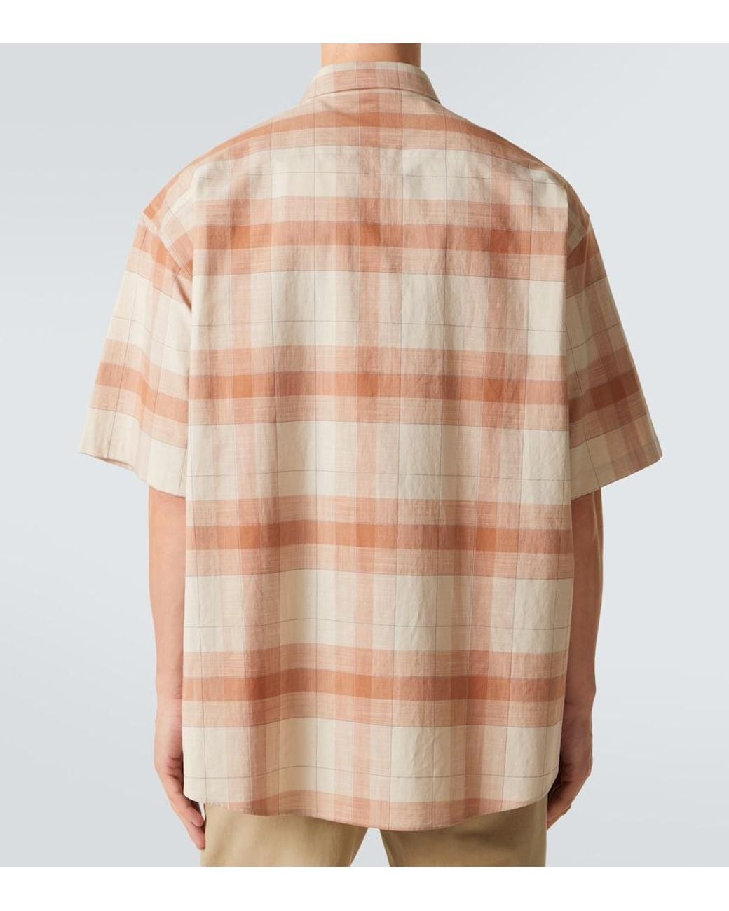 Calvin Klein Pink Tommy Checked Oversized Cotton Bowling Shirt for men