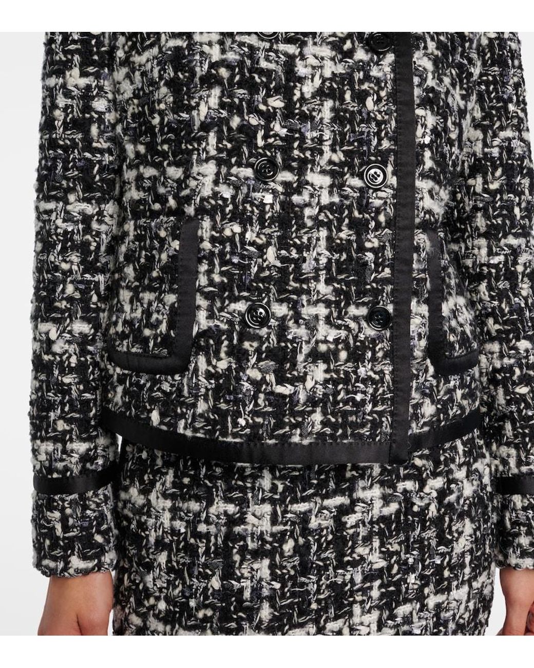 Dolce & Gabbana Black Checked Double-Breasted Boucle Jacket