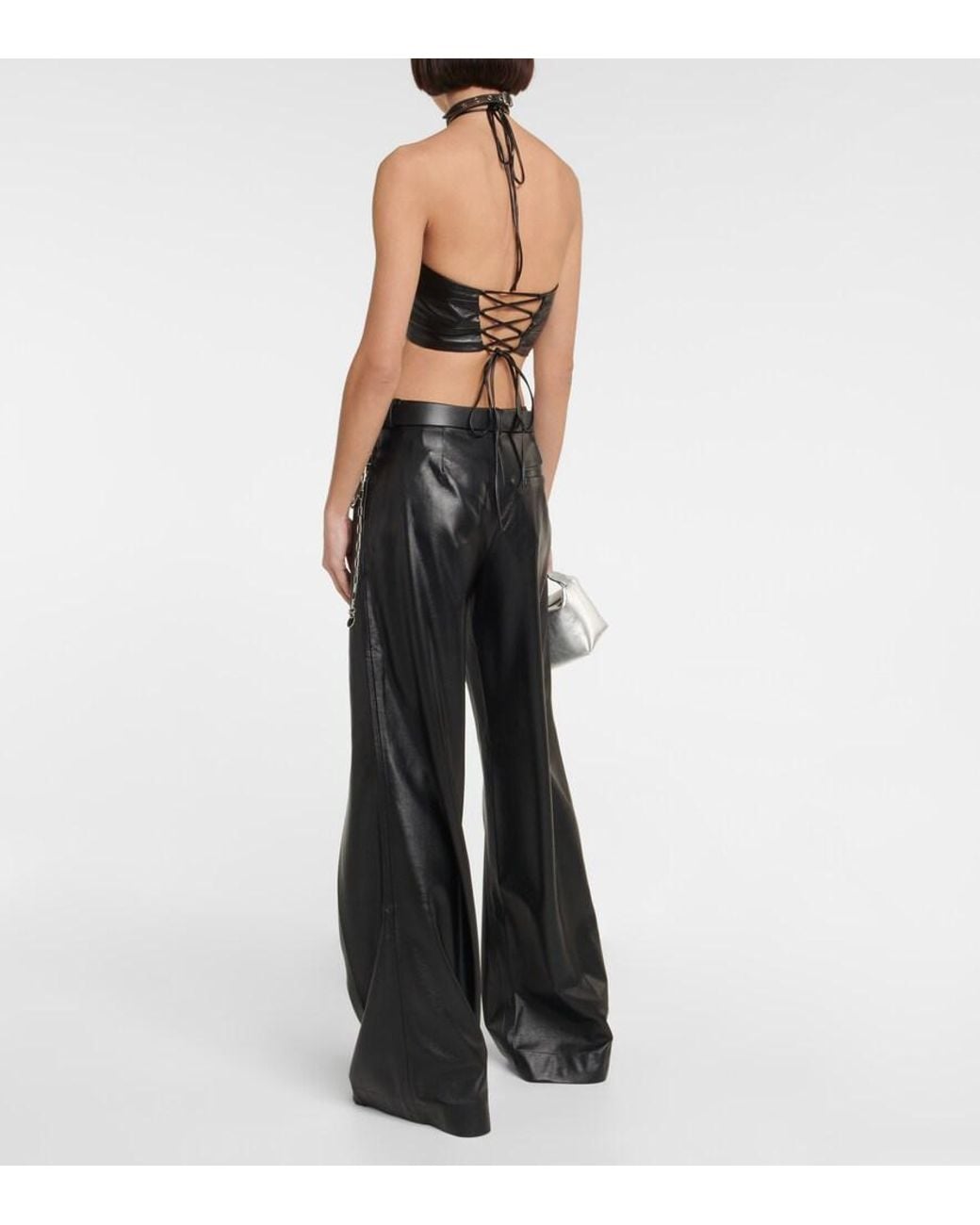 AYA MUSE Black Vortico Low-Rise Wide-Leg Pants