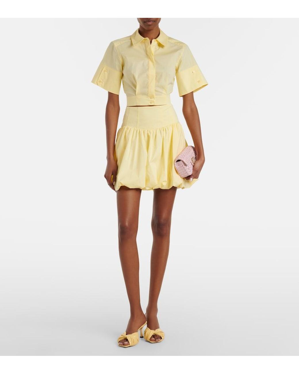 Jonathan Simkhai Natural Pippa Cotton-Blend Poplin Miniskirt