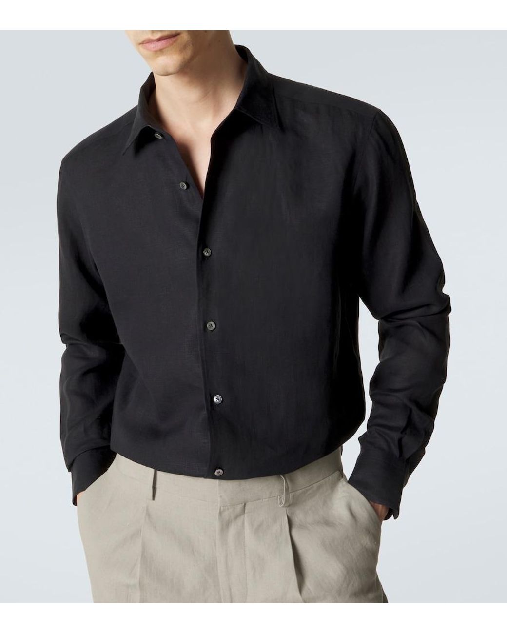 Zegna Blue Linen Shirt for men