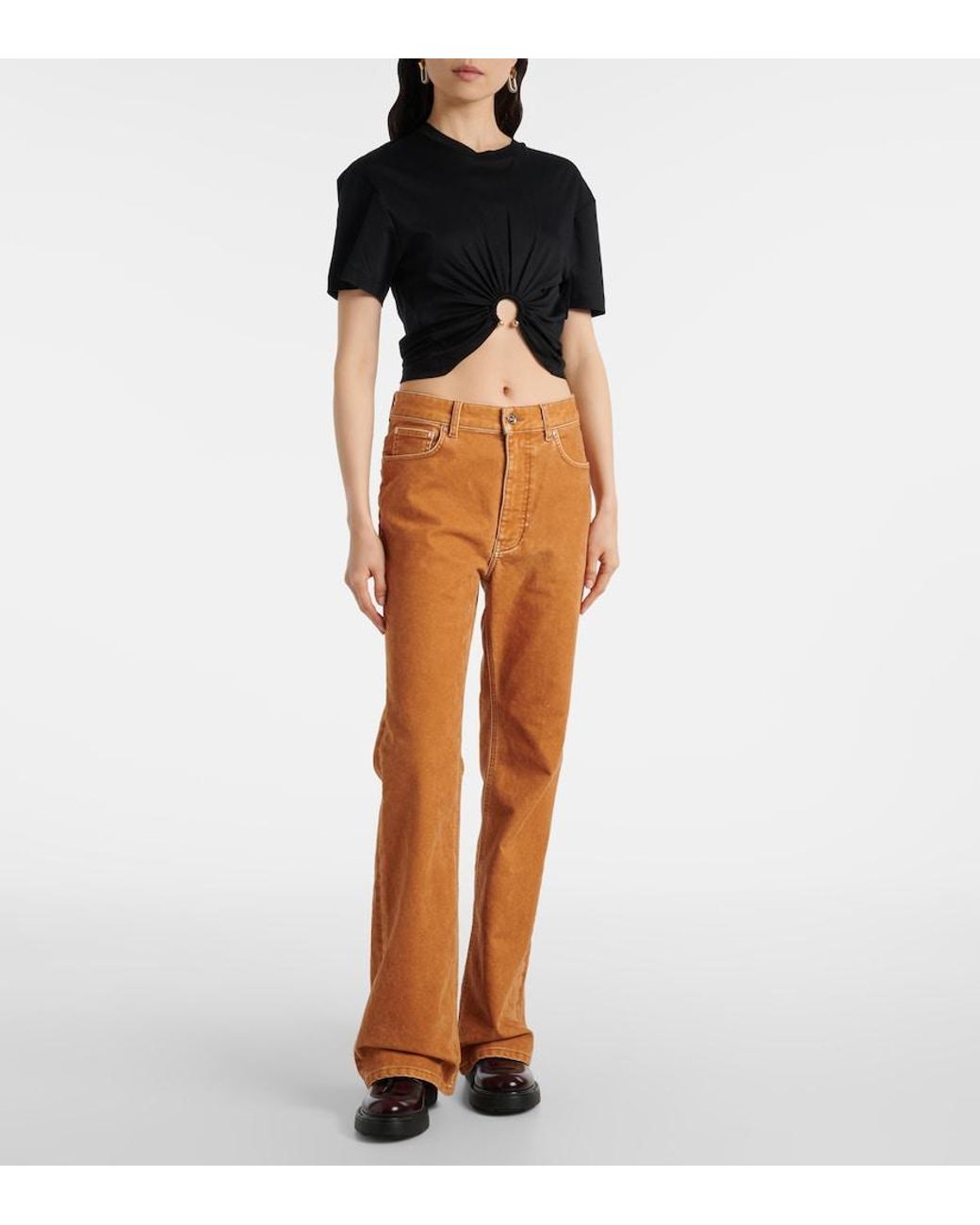 Rabanne Orange High-Rise Straight Jeans