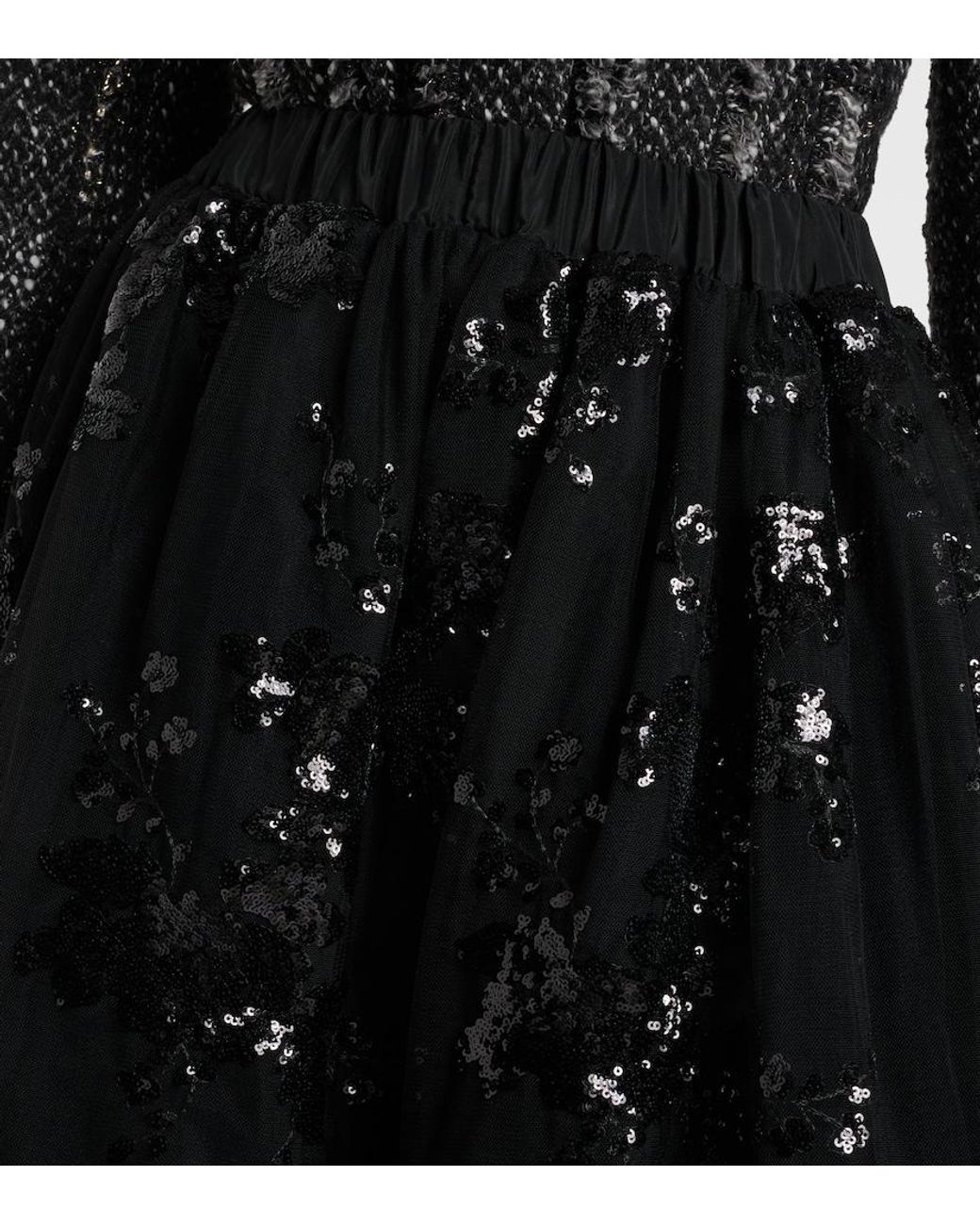 Simone Rocha Black Sequined Midi Skirt