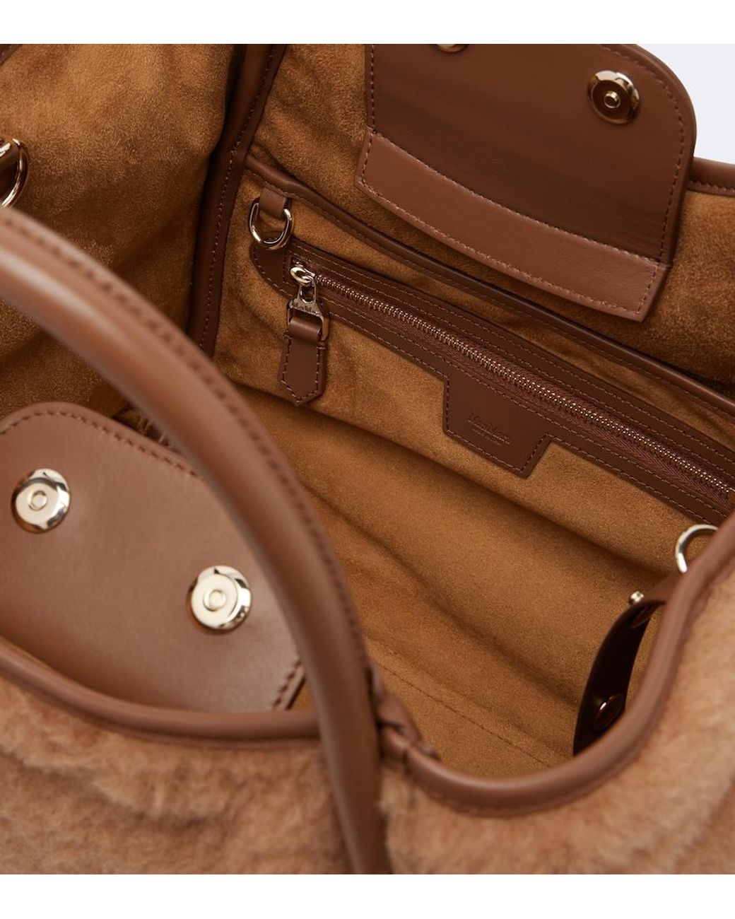Max Mara Brown Medium Leather-Trimmed Teddy Tote Bag