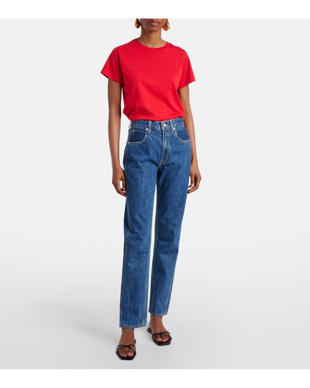 SLVRLAKE Denim Blue Virginia Slim High-Rise Straight Jeans