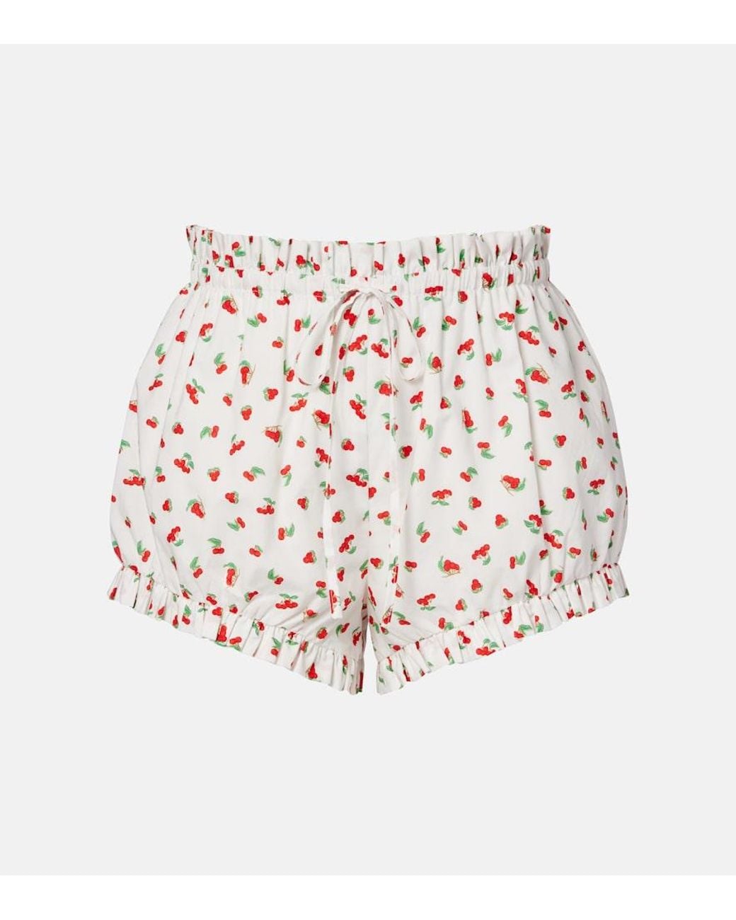 Posse White Delia Printed Cotton Shorts