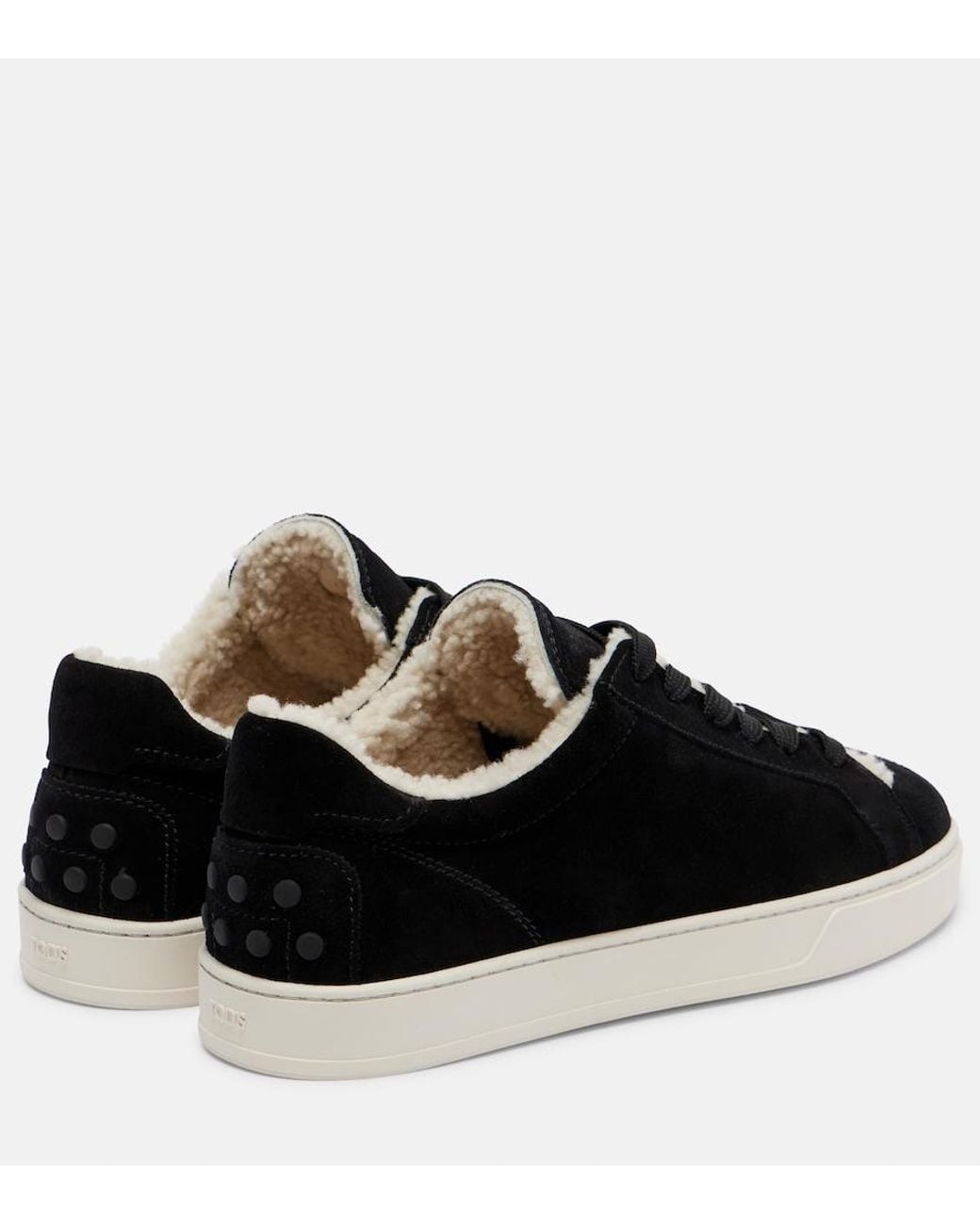 Tod's Black Cassetta Shearling-Lined Suede Sneakers