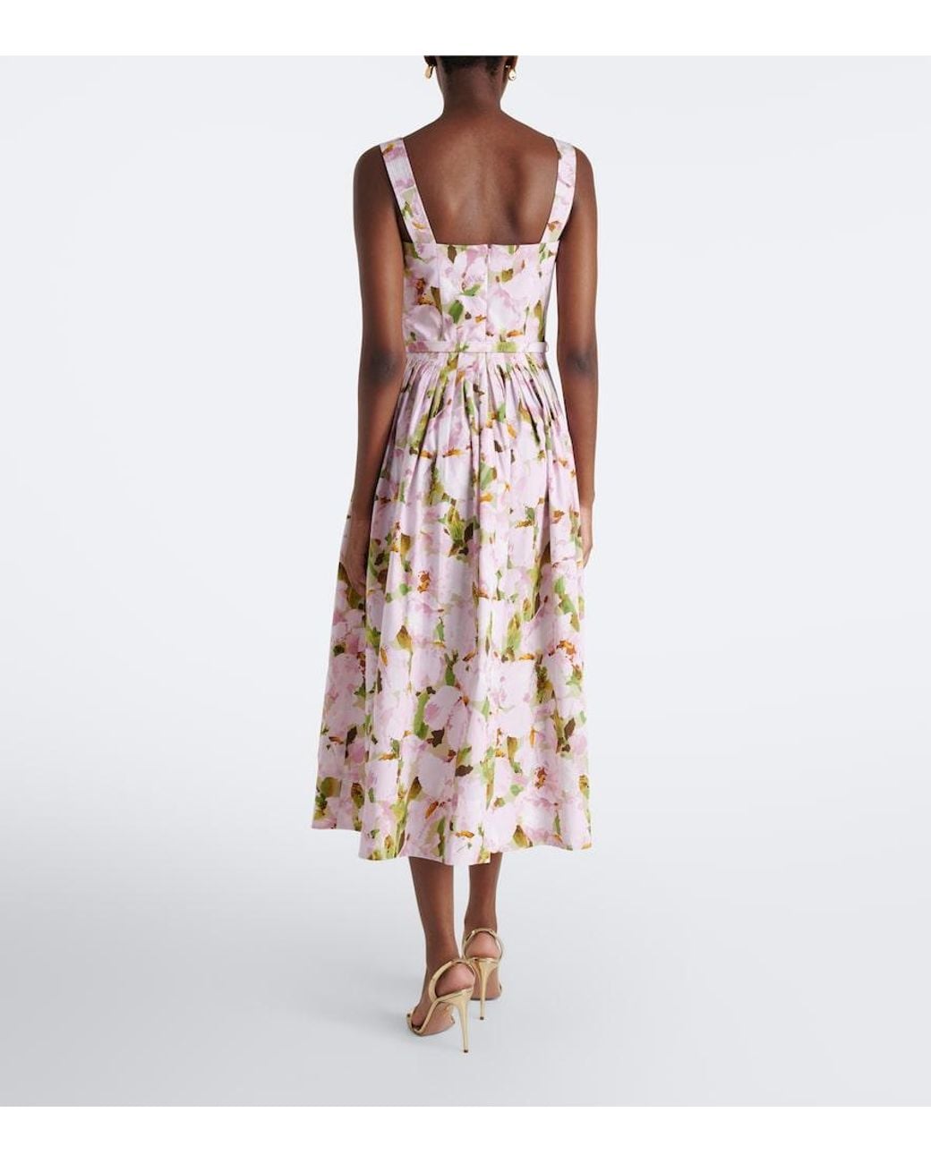 Oscar de la Renta Pink Floral Cotton-Blend Cocktail Dress