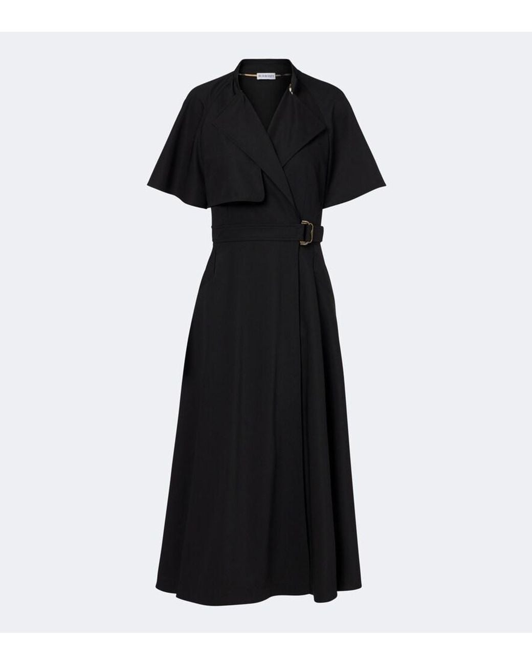 Burberry Black Belted Wool Wrap Dress
